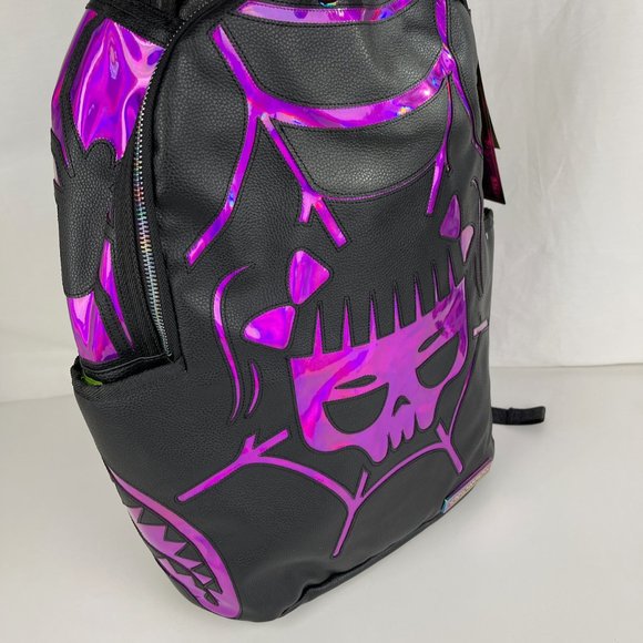 New Sprayground Cazzu Iridescent Spider Skull Shark DLXV Backpack - Picture 2 of 11